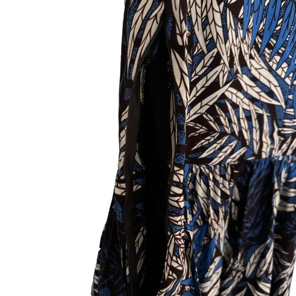 Tropical Palm Pattern Maxi Dress African Wax Print Sleeveless V Neck Pockets Sm - Picture 9 of 16